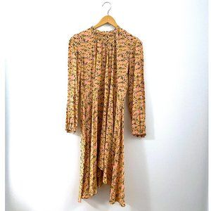 No. 6 Store long sleeve Luna silk dress in pink/yellow abstract print BNWT